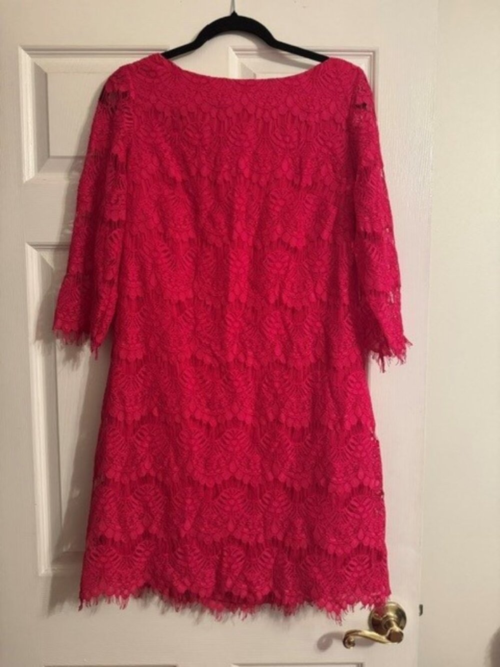 HOT PINK LACE JESSICA HOWARD DRESS, SIZE 12